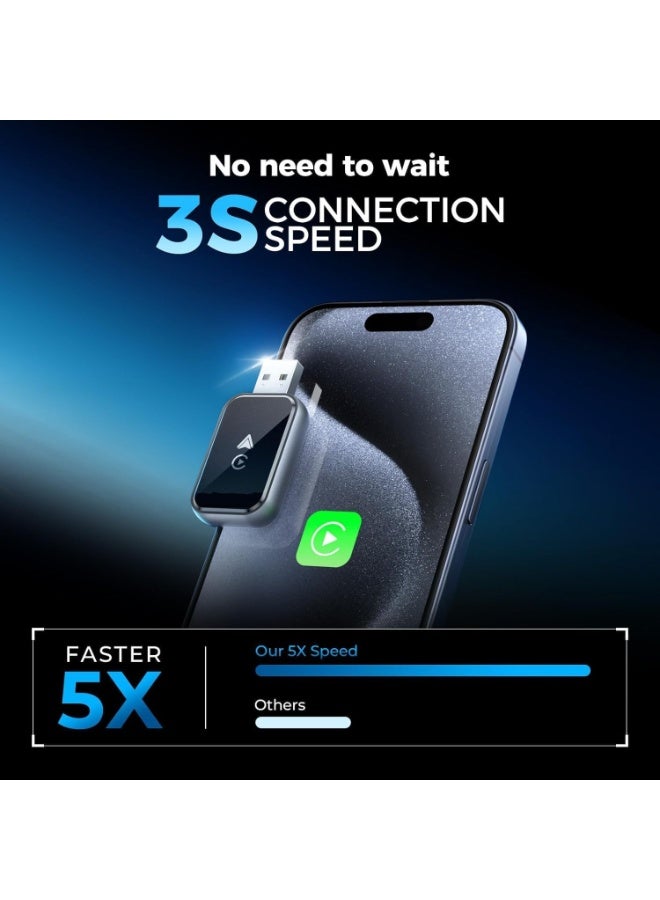 محول لاسلكي 2 في 1 لـ CarPlay و Android Auto، يحول المحول السلكي إلى محول لاسلكي لـ CarPlay، بدون تأخير وتحكم مستقر، حجم صغير مع كابل تمديد USB-C و Type-C (أسود) - Image 3